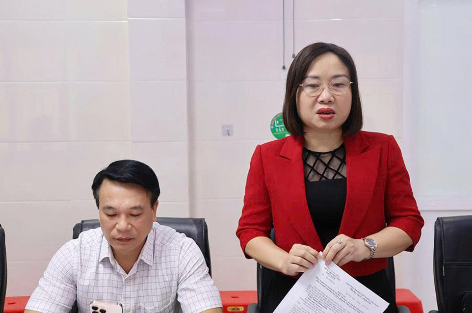 Trưởng ban Kinh tế - Ngân sách HĐND tỉnh Nguyễn Thị Thúy Nga phát biểu tại buổi làm việc.